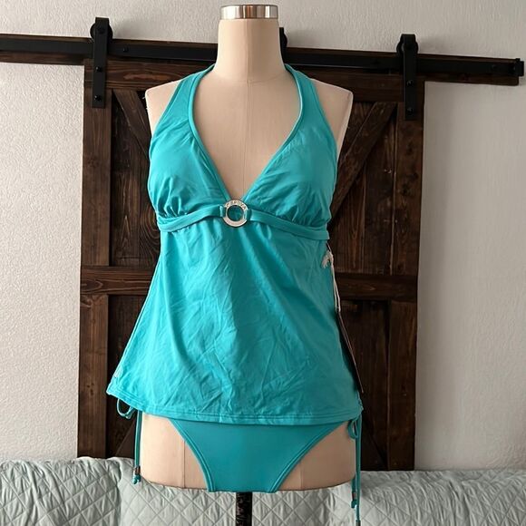NWT Captiva light blue halter Tankini swimsuit Sz- Large - Picture 1 of 16